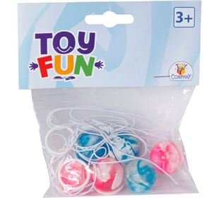 Toy Fun Flummi mit Gummiband, 25 mm, 6 Stück