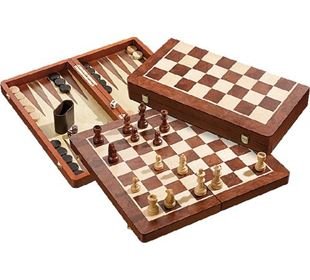 PHILOS Schach-Backgammon-Dame-Set, Feldgröße 50 mm