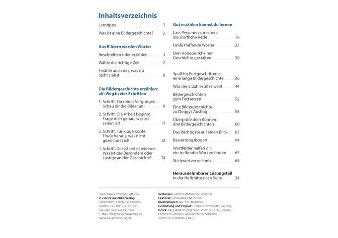 Hauschka Verlag Bildergeschichte. Aufsatz 4./5. Klasse, A5- Heft