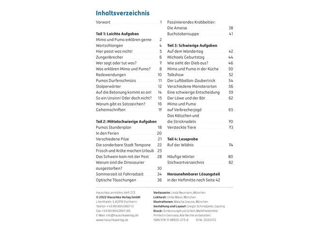 Hauschka Verlag Besser lesen 3. Klasse, A5- Heft