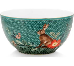 Pip Studio Bowl Winter Wonderl. Rabbit Green 15cm