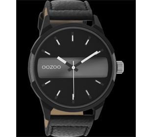 Oozoo OOZOO Timepieces Herren schwarz/grau Lederband