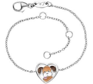 Herzengel Armband Hund Silber rhod. Emaille 12+1,5+1,5cm