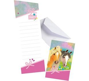  8 Pretty Pony Einladungskarten & Umschlä